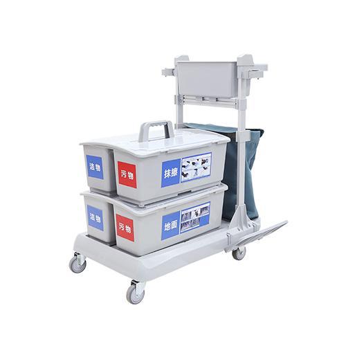 靈動型平推系統(tǒng)清潔車，配垃圾袋，雙格桶x2，含標(biāo)貼 JD R223